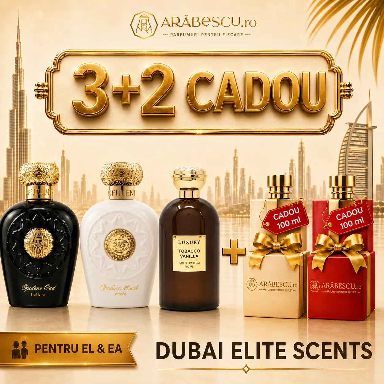 Opulent Oud + Opulent Musk + Vanila Tabaco Luxury + 2xParfumuri Cadou
