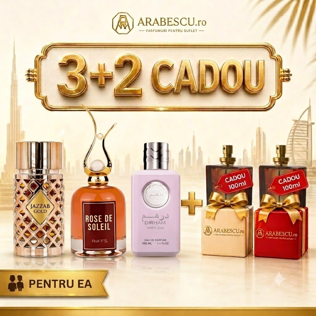 Jazzab Gold + Rose de Soleil + Dirham Wardi + 2x Parfumuri Cadou