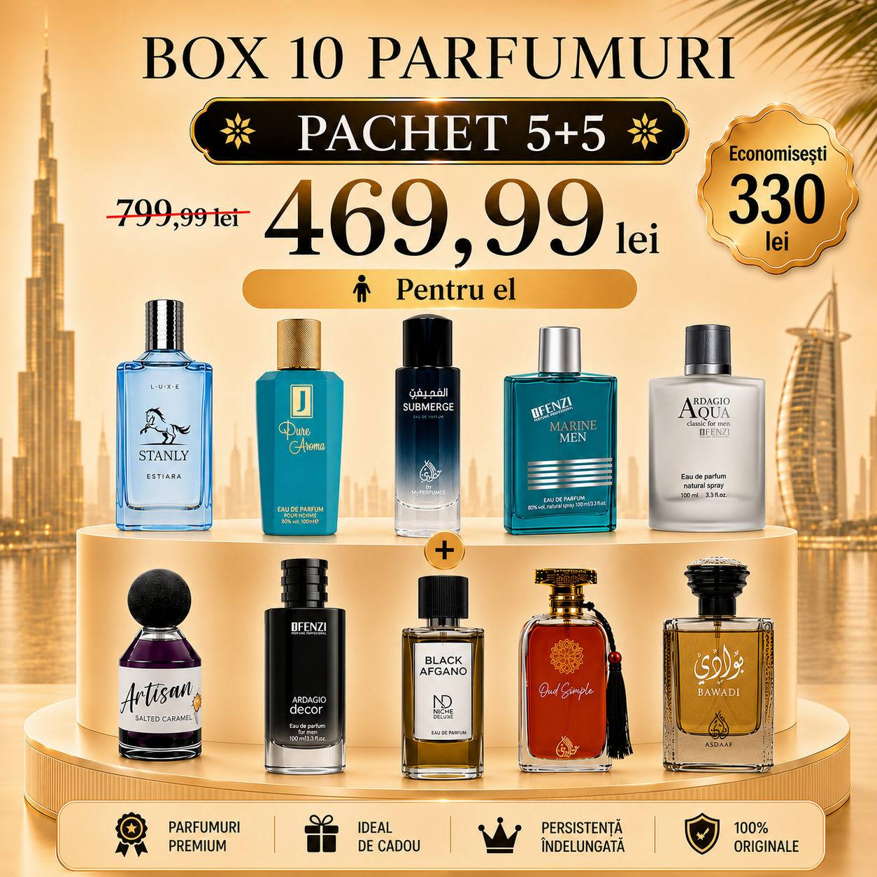 Box Dubai Vip – 10 Parfumuri Barbati