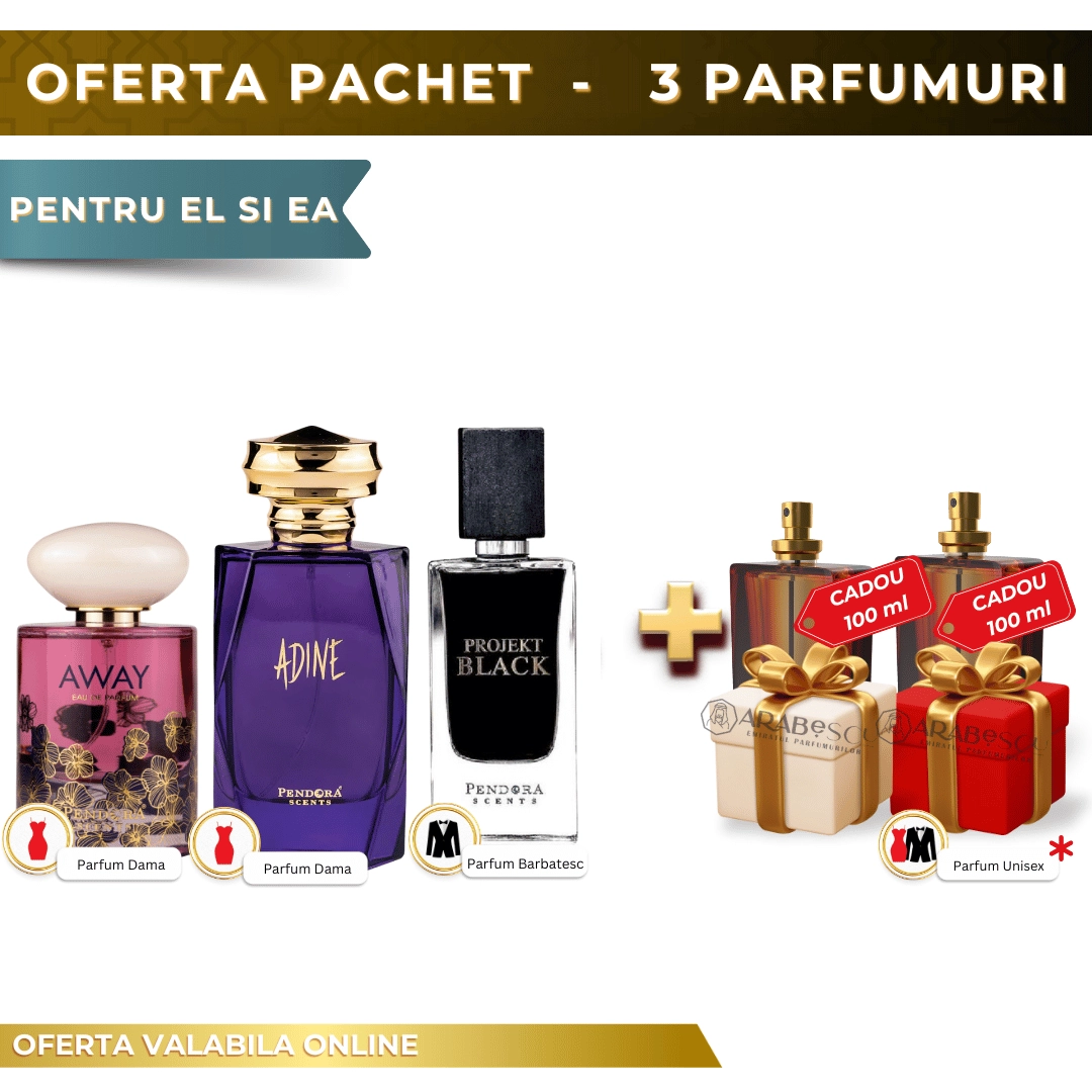 Adine + Away + Projekt Black + 2x Parfum Cadou