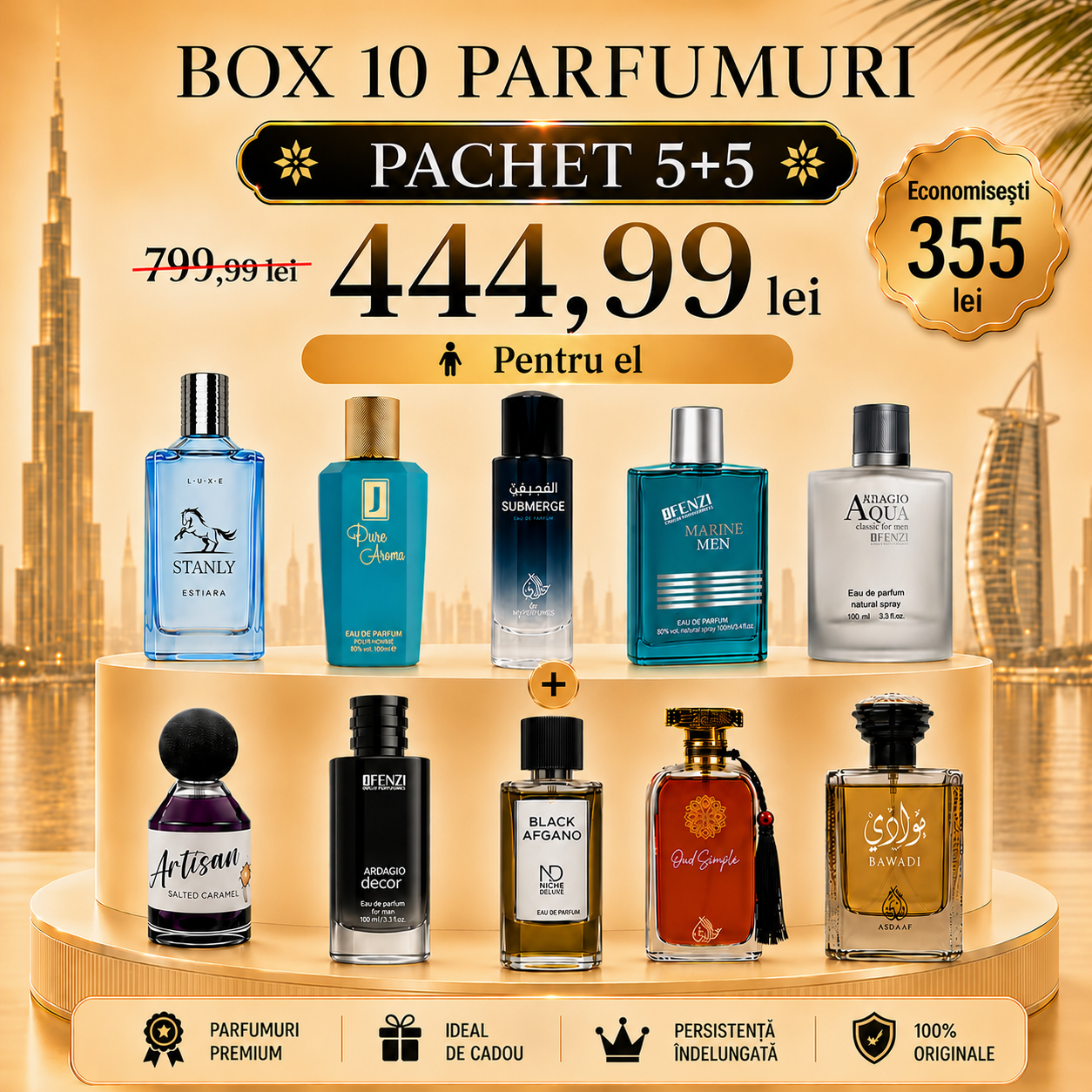 Box Dubai Vip – 10 Parfumuri Barbati