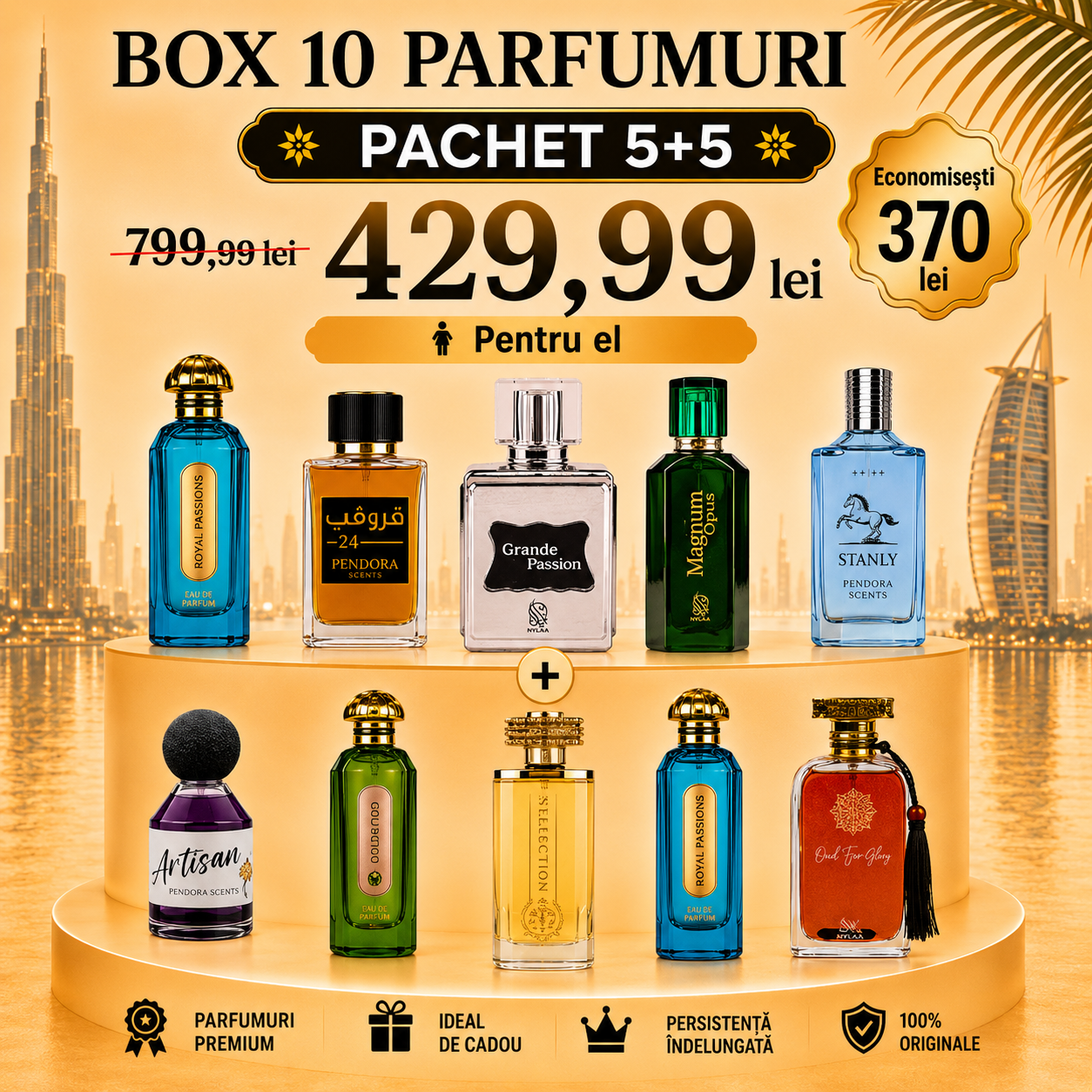 Box Dubai Vip – 10 Parfumuri Barbati
