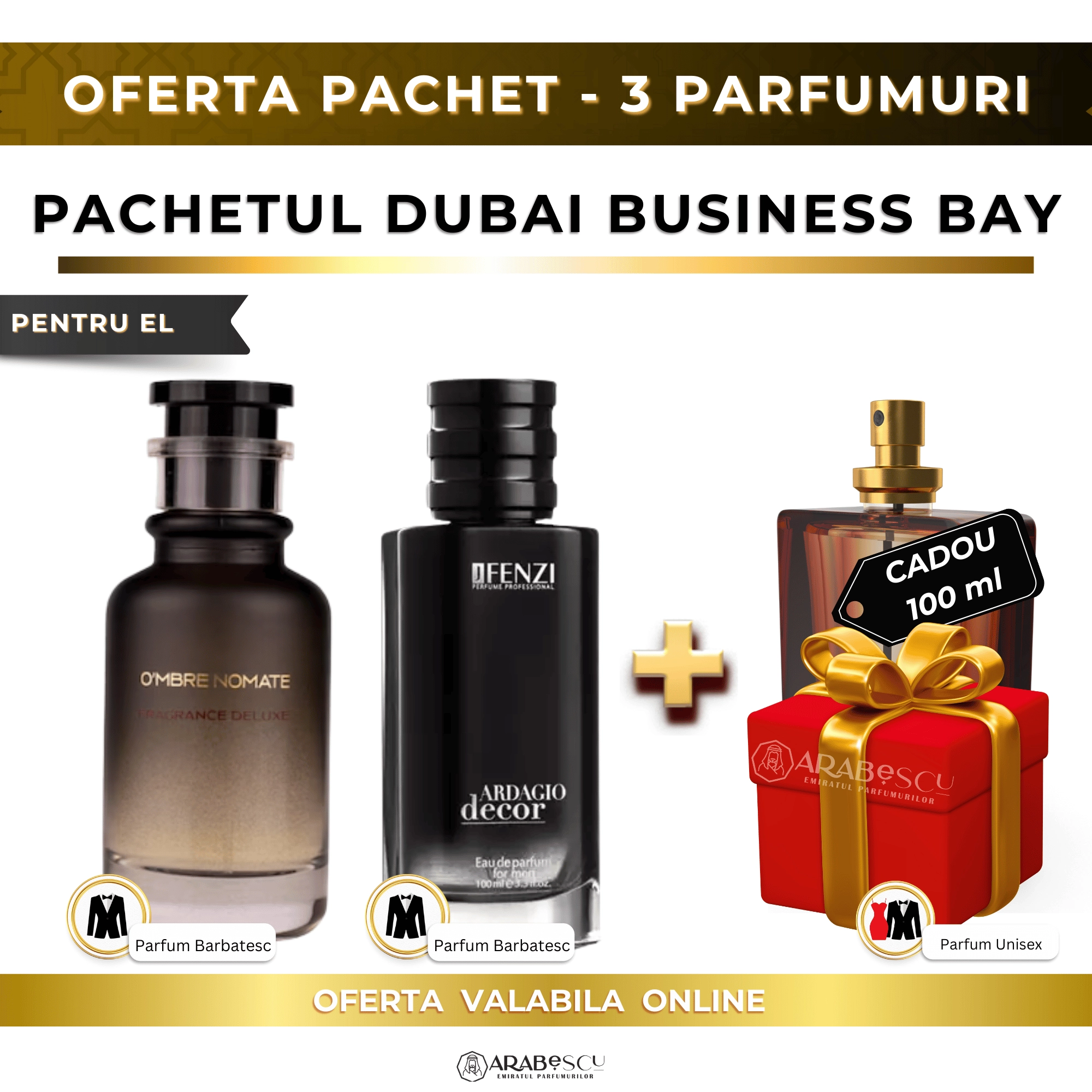 Ombre Nomate + Ardagio Decor Men + Parfum Cadou