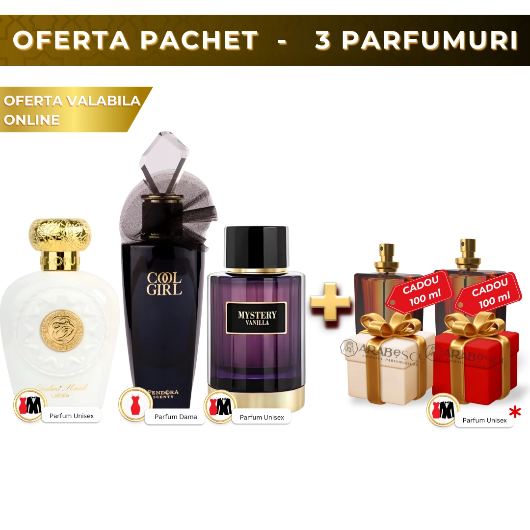 Opulent Musk + Cool Girl + Mystery Vanilla + 2xParfumuri Cadou
