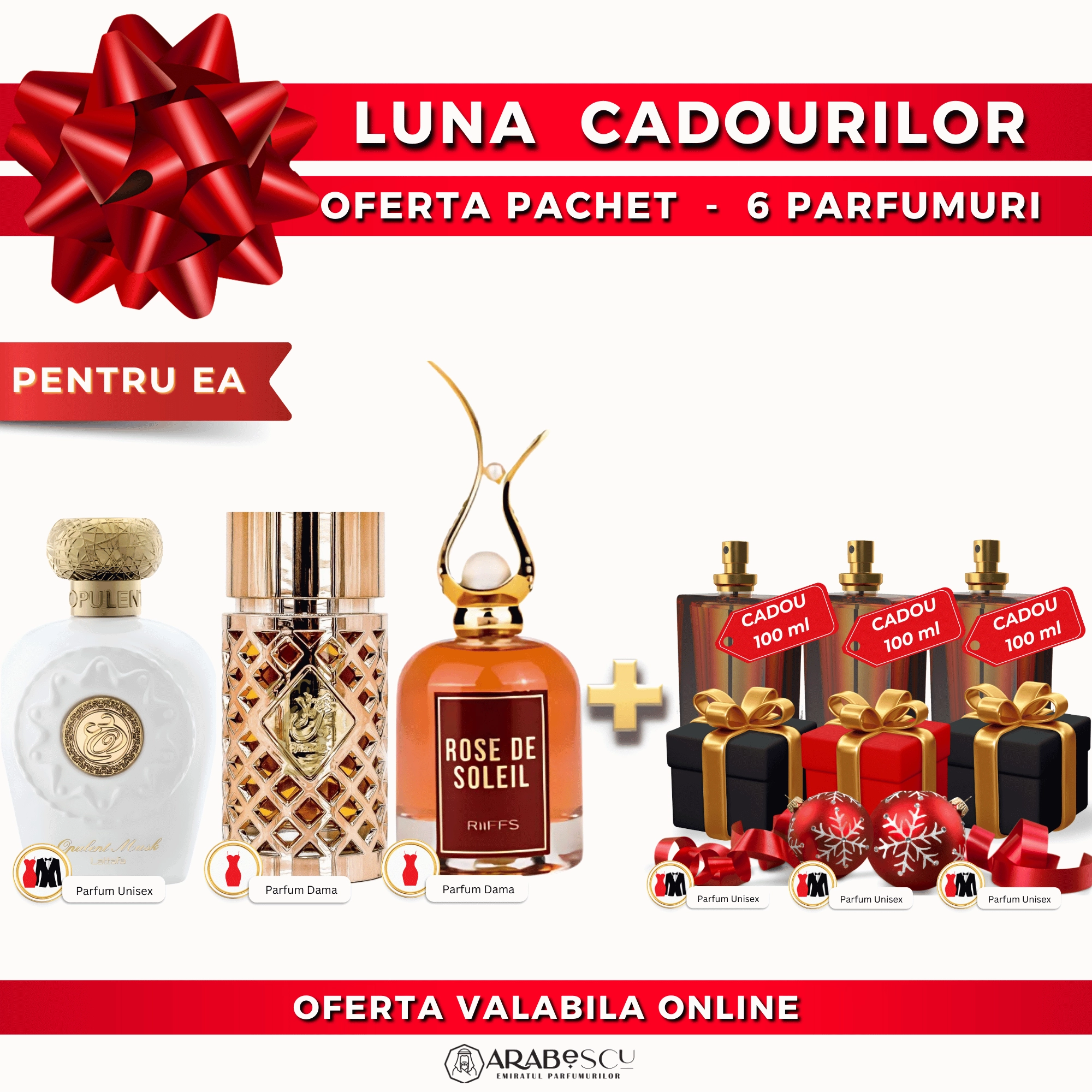 Opulent Musk + Jazzab Gold + Rose de Soleil + 3x Parfumuri Cadou