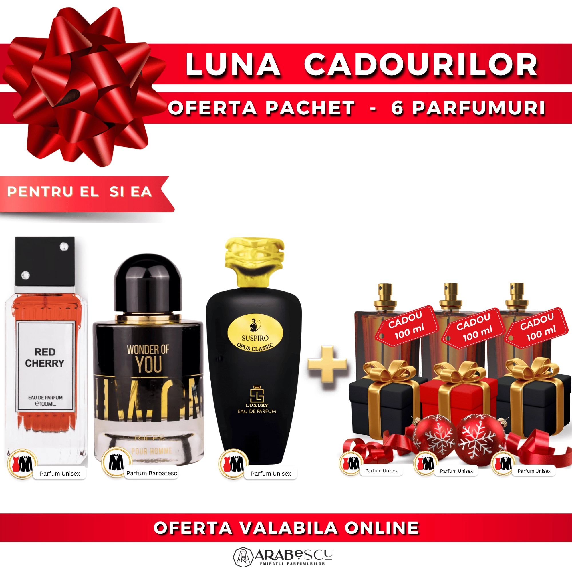 Red Cherry + Wonder of You + Suspiro Opus Classic + 3x Parfumuri Cadou