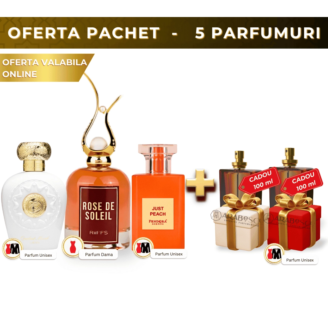 Rose de Soleil + Just Peach + Opulent Musk + 2xParfum Cadou