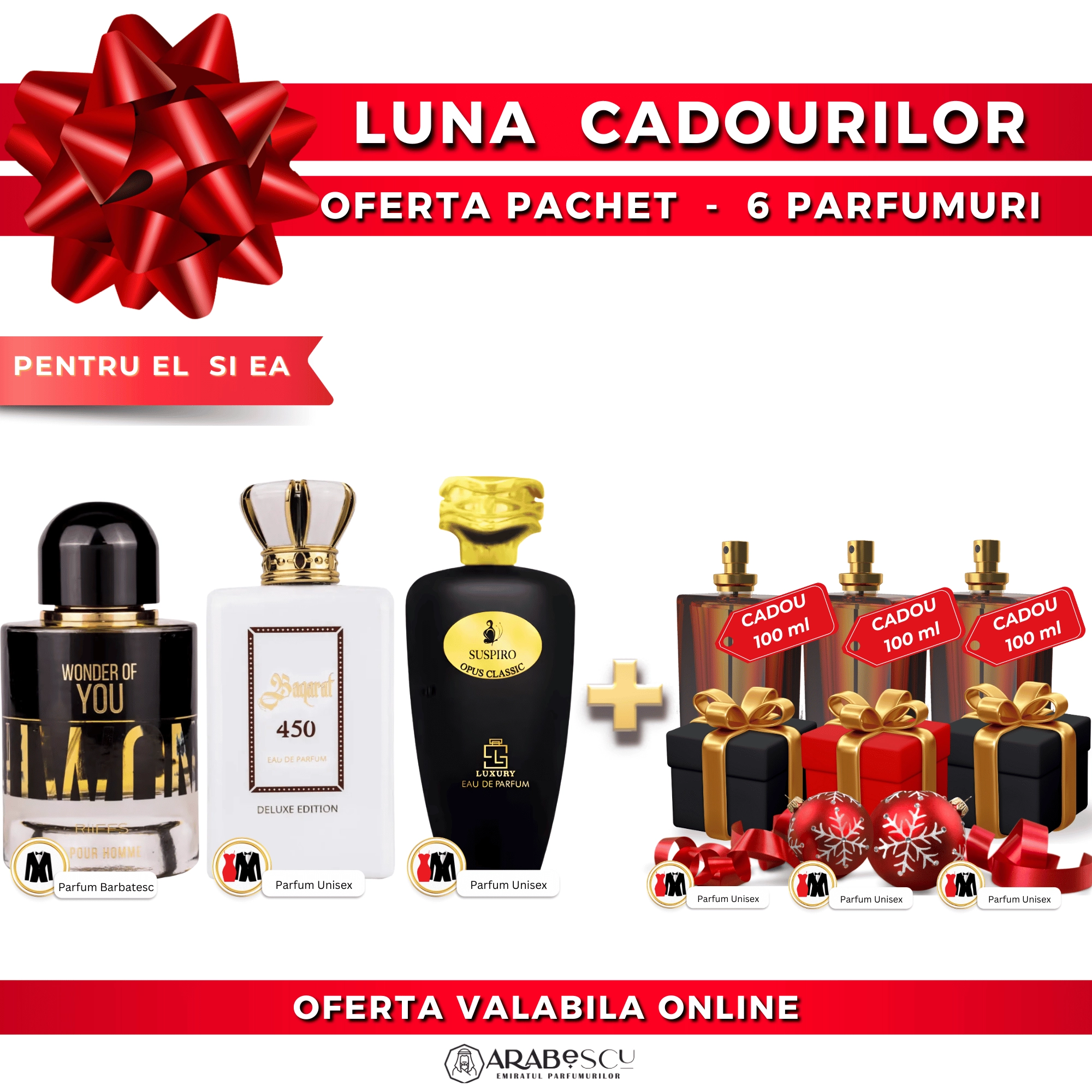 Wonder of You + Baqarat 450 + Suspiro Opus Classic + 3x Parfumuri Cadou
